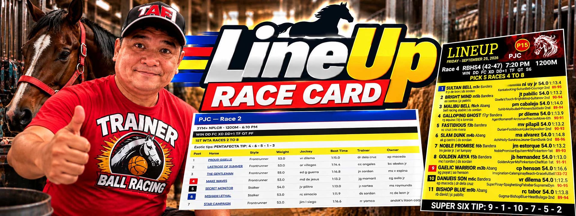 LineUp Race Card